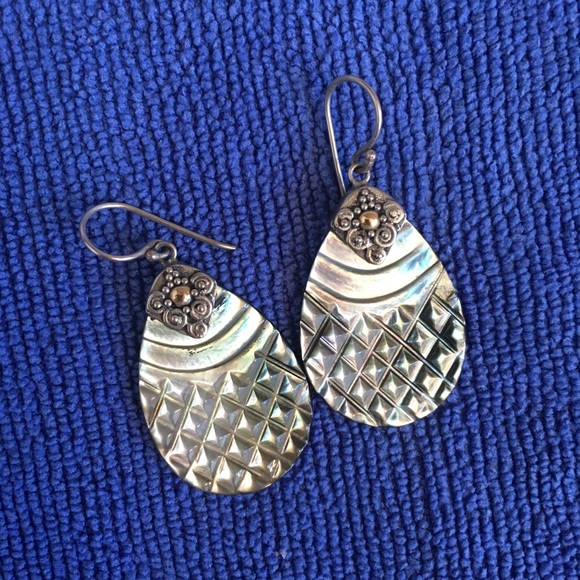 Bali Designs Carved Mother-of-Pearl Earrings - Picture 3 of 6
